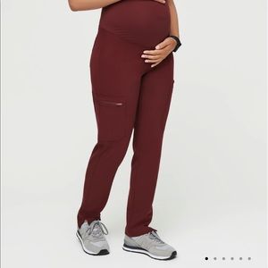 Figs yola maternity scrub pant small burgundy